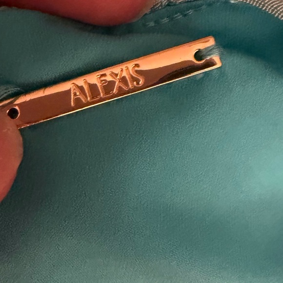 EUC Alexis Delphine Sash-Tie Embroidered Jacquard Midi Dress Tuscan Blue Sz L - Picture 7 of 8